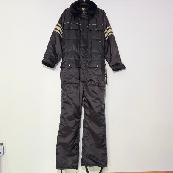 WALLS ZERO ZONE Vintage Navy Weatherproof Belted Snowsuit Coveralls Overalls L - Picture 1 of 3